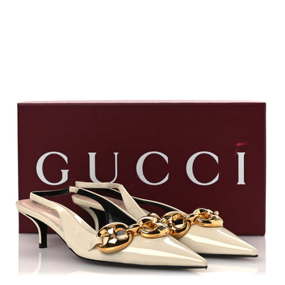 Gucci Vernice Crystal Nappa Charlotte Marina Slingback Pumps 39 New Ivoir 12 of 12