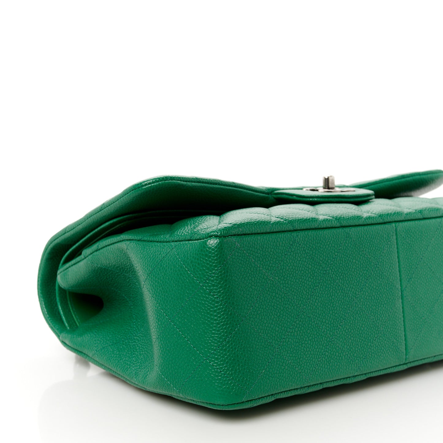 Caviar Quilted Jumbo Double Flap Green