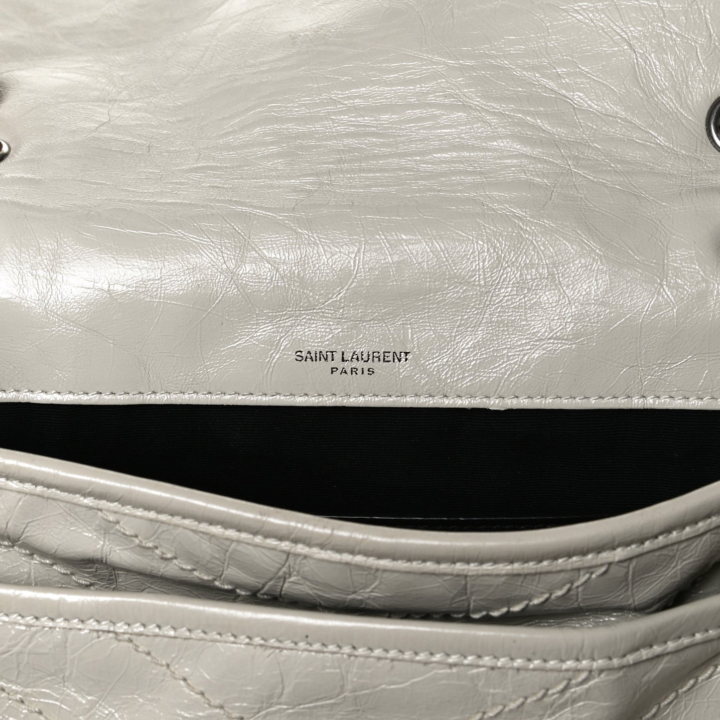 Crinkled Calfskin Matelasse Monogram Baby Niki Chain Satchel Light Natural