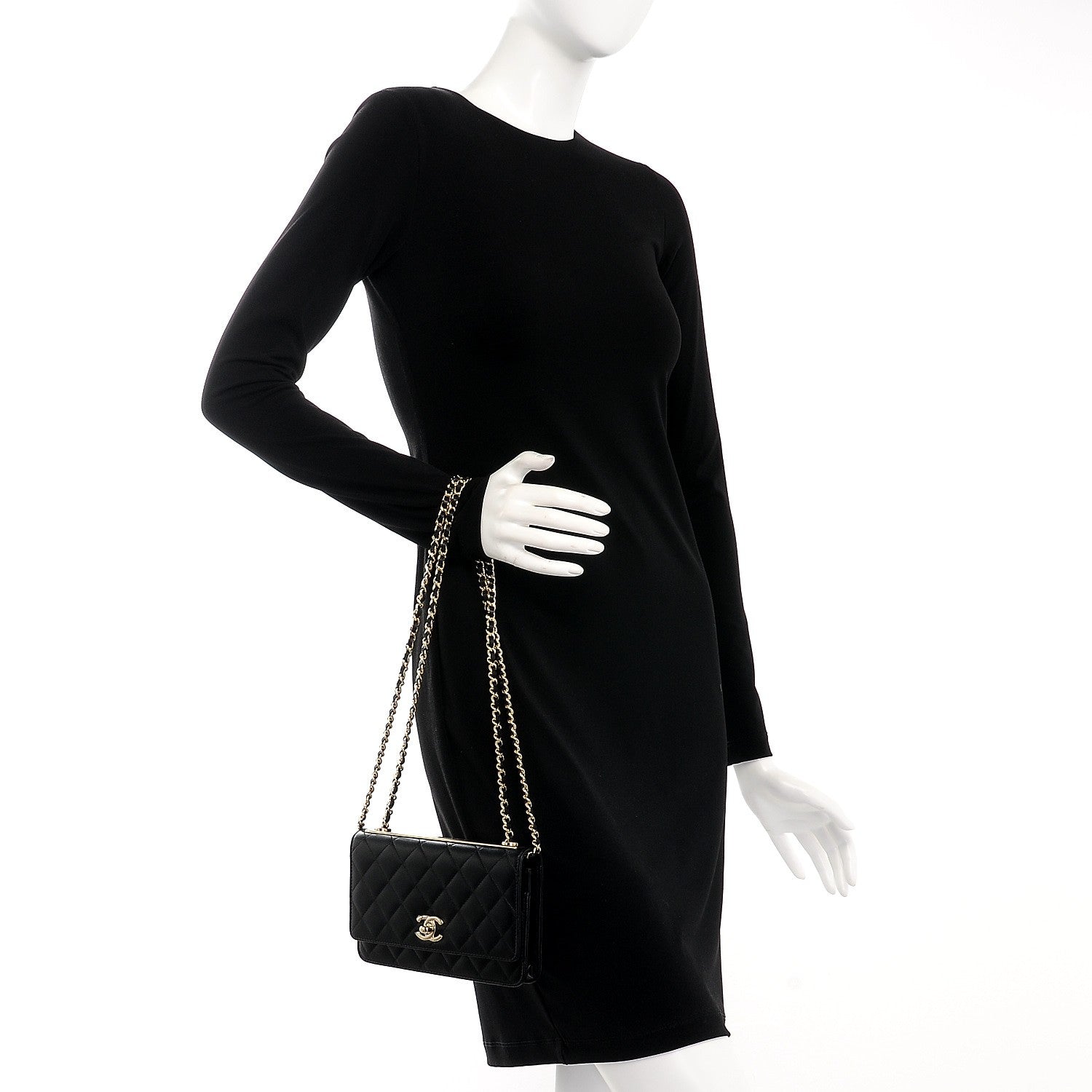 Chanel Lambskin Quilted Trendy CC Wallet On Chain WOC Black 3 of 11