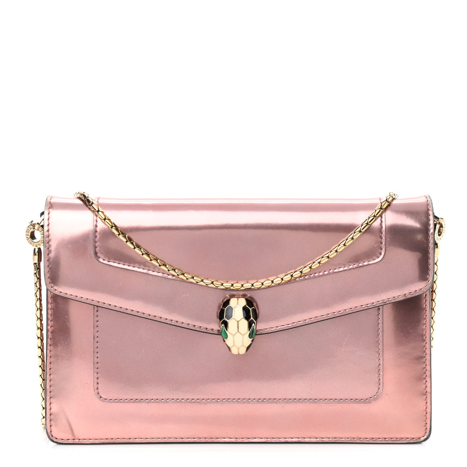 Bulgari Metallic Serpenti Forever Chain Wallet Rose Quartz 1 of 15