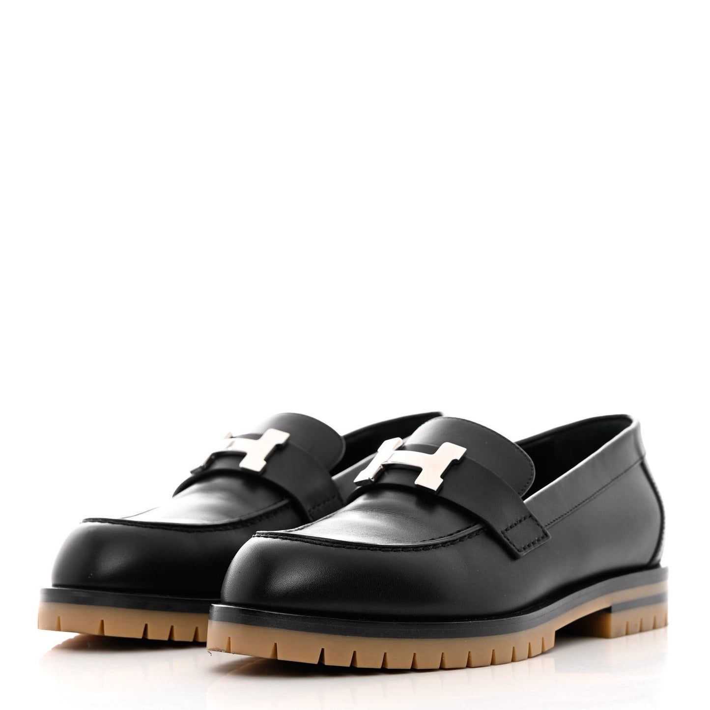 Calfskin Womens Faubourg Loafers 35 Black