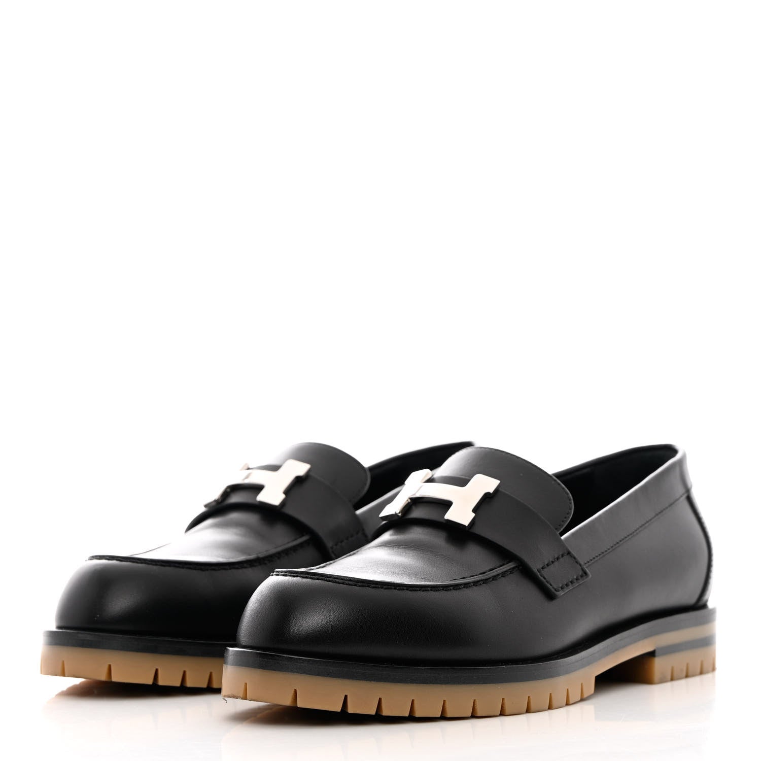 Hermes Calfskin Womens Faubourg Loafers 35 Black 3 of 12