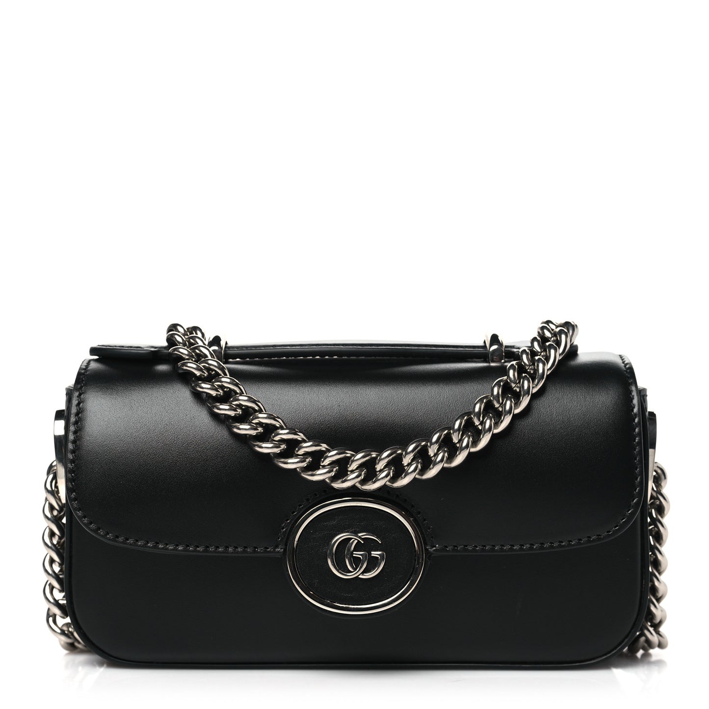 Senna Calfskin Petite GG Top Handle Shoulder Bag Black