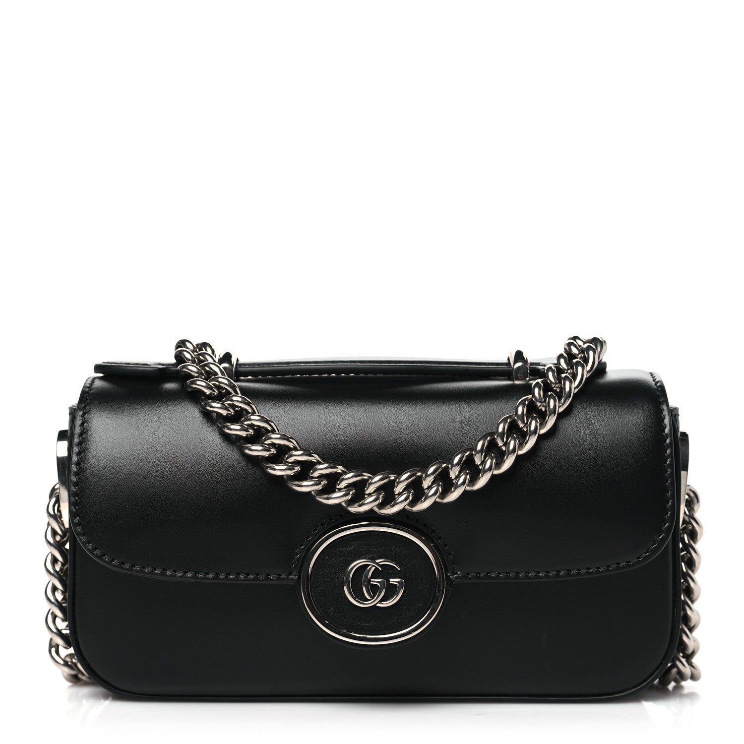 Gucci Senna Calfskin Petite GG Top Handle Shoulder Bag Black 1 of 10