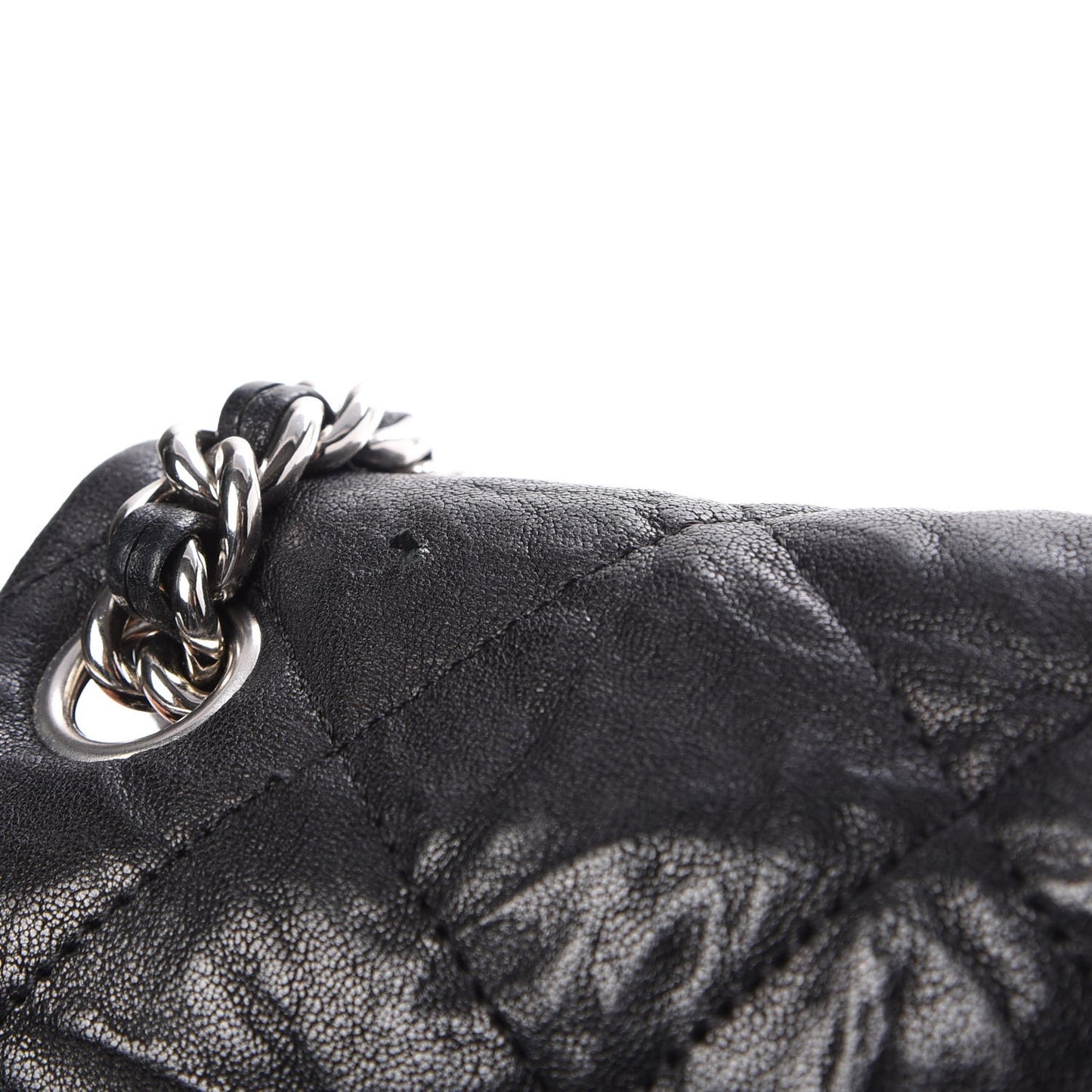 Washed Lambskin Quilted Medium Chain Around Messenger Black