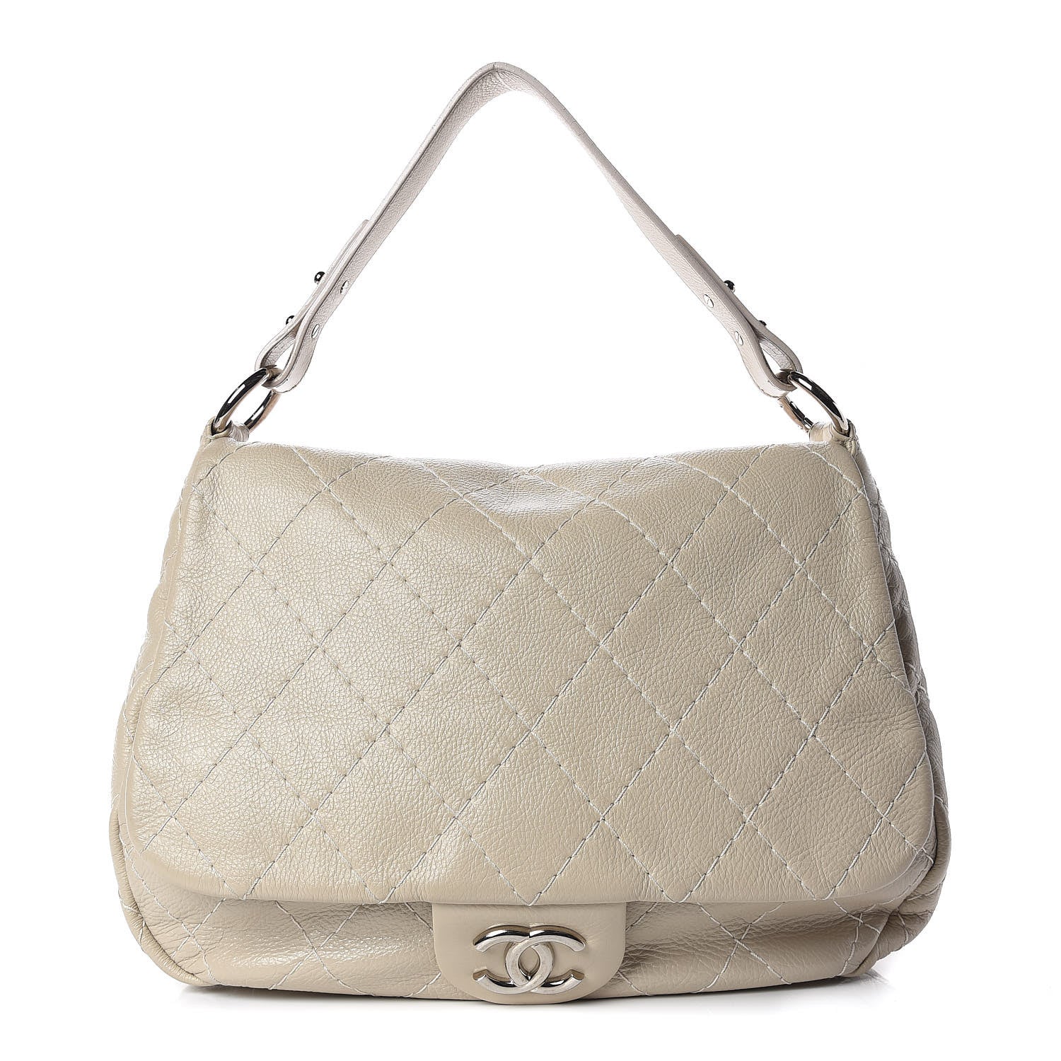 Chanel Glazed Calfskin XL On The Road Flap Ivory 1 of 13