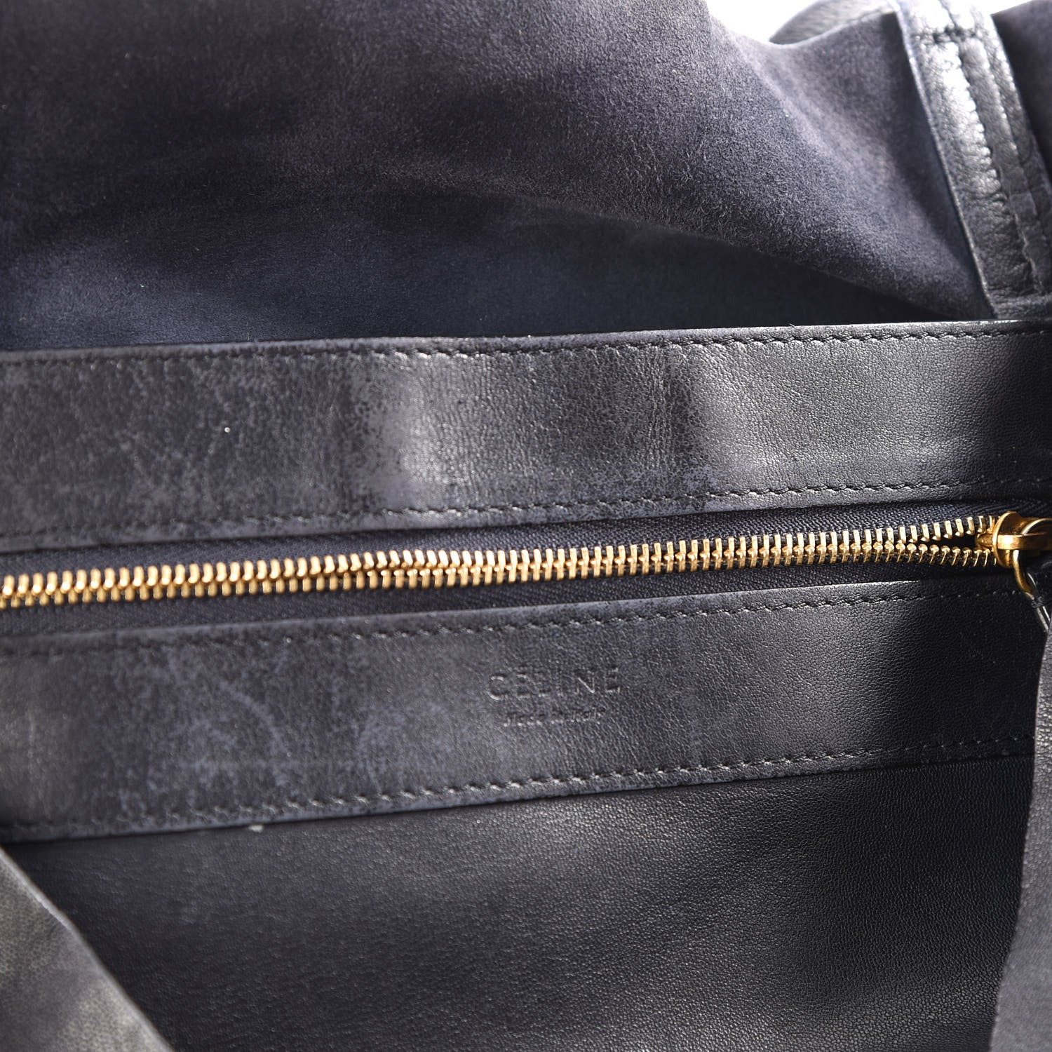 Celine Lambskin Horizontal Bi-Color Cabas Grass Navy 12 of 17