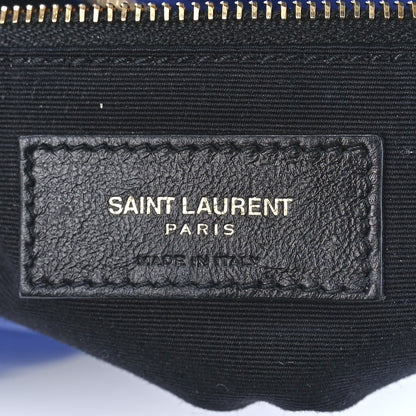 Saint Laurent Lambskin Quilted Medium Loulou Puffer Monogram Chain Satchel Majorele Blue 7 of 12