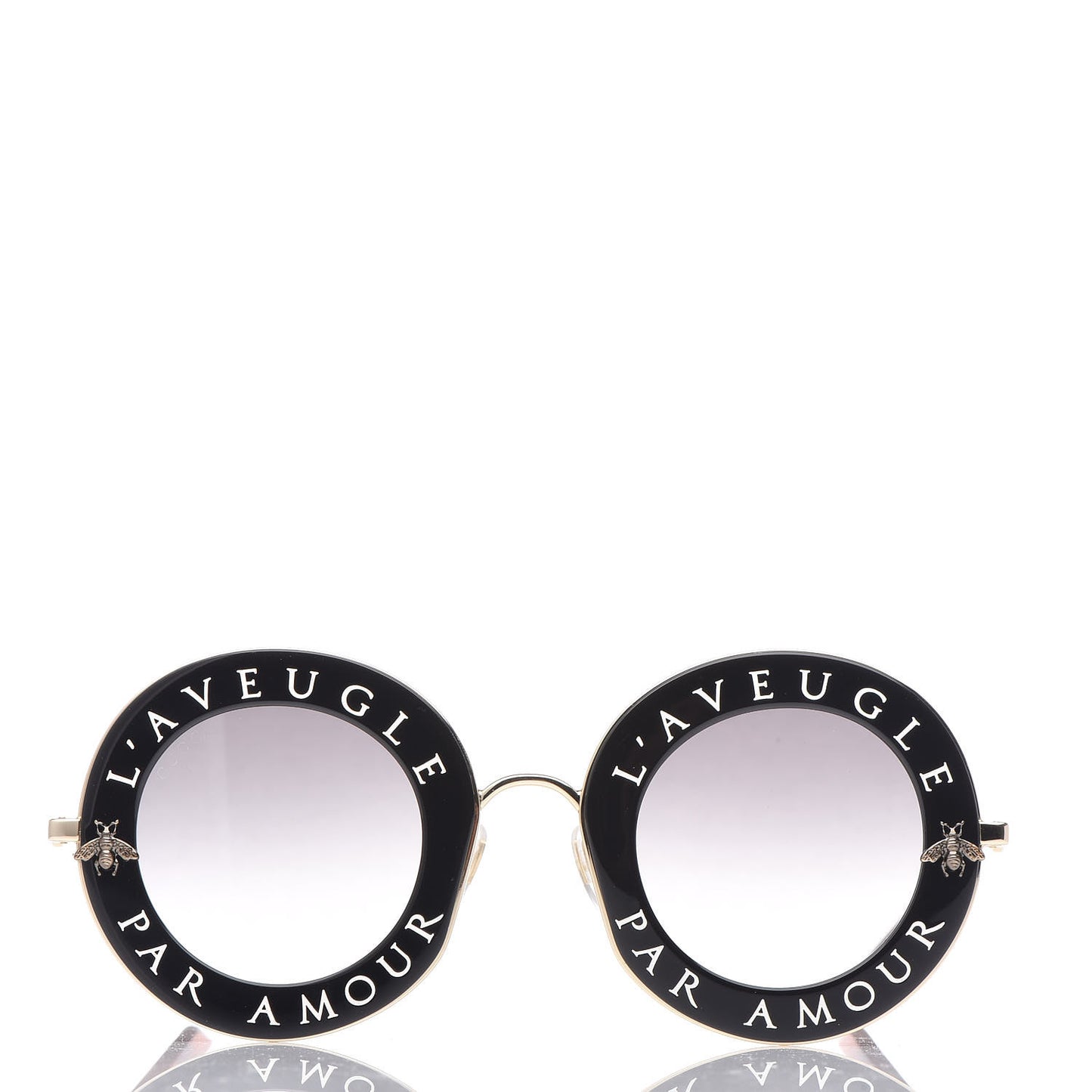 Metal L'Aveugle Par Amour Round Frame Sunglasses GG0113S Black