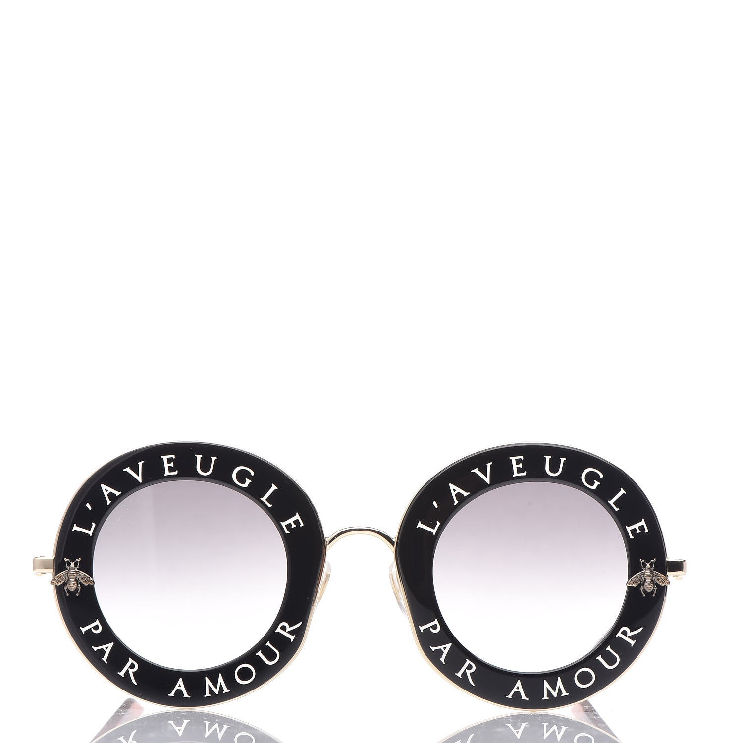 Gucci Metal L'Aveugle Par Amour Round Frame Sunglasses GG0113S Black 2 of 8