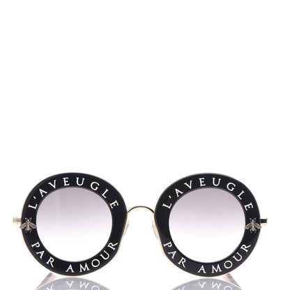 Gucci Metal L'Aveugle Par Amour Round Frame Sunglasses GG0113S Black 2 of 8
