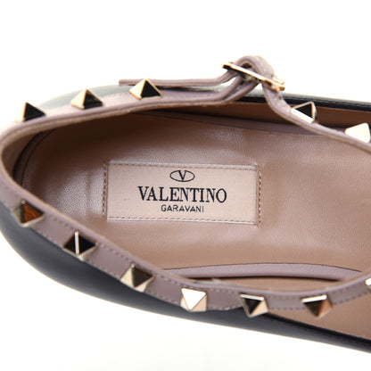 Valentino Garavani Nappa Rockstud Ankle Strap Ballerina Flats 39 Black Poudre 7 of 8
