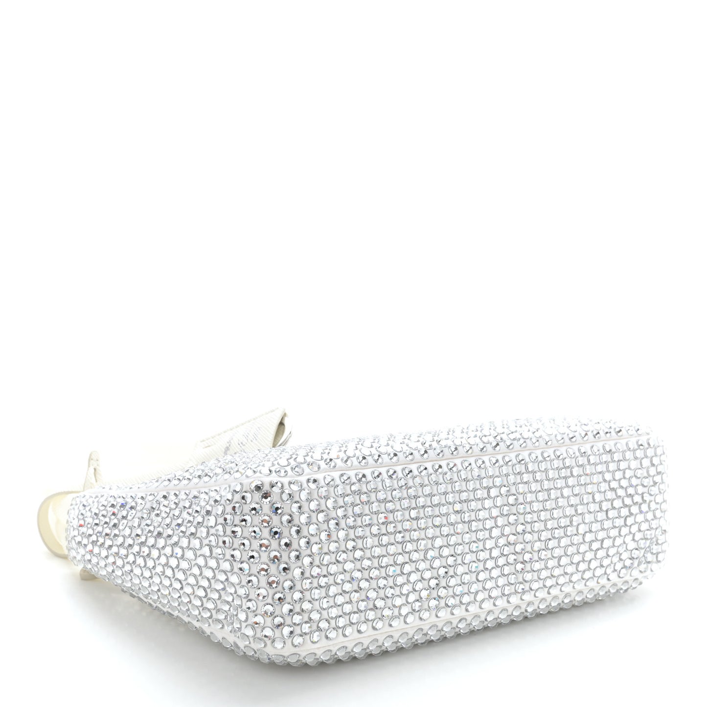 Satin Crystal Mini Re-Edition 2000 Bag White