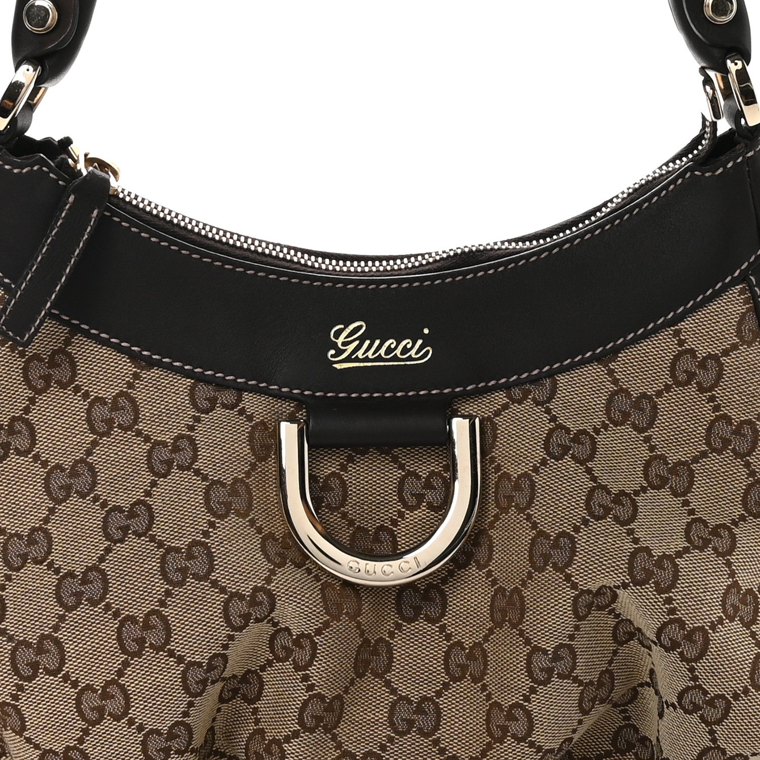 Gucci Monogram Medium D Gold Ring Hobo Dark Brown 8 of 11