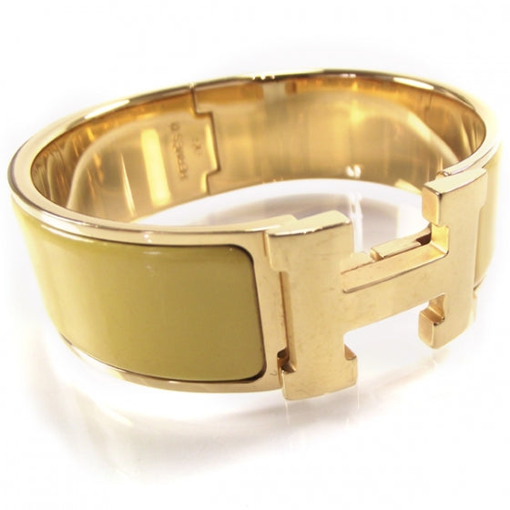 Hermes Enamel H Bracelet Yellow 4 of 5