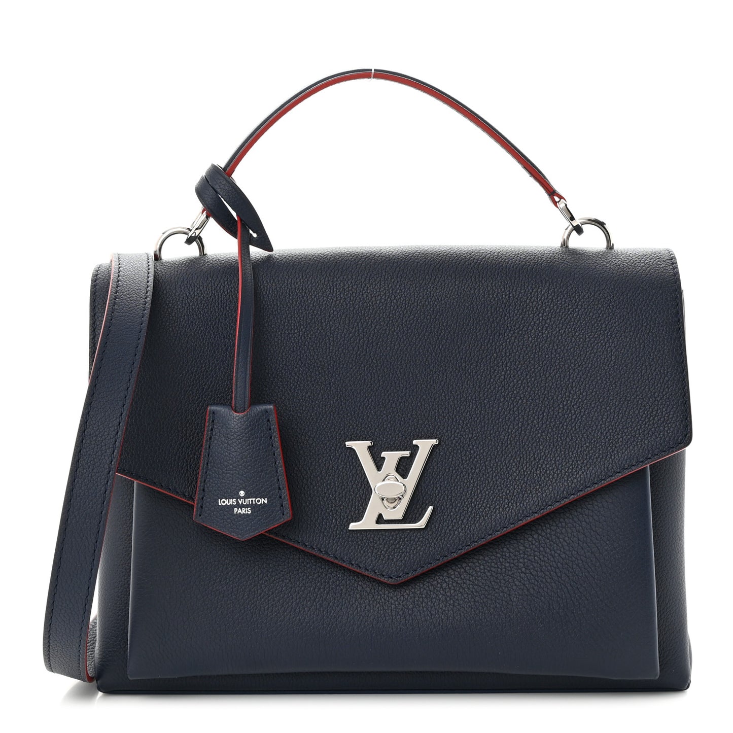 Soft Calfskin My Lockme Top Handle Marine Rouge