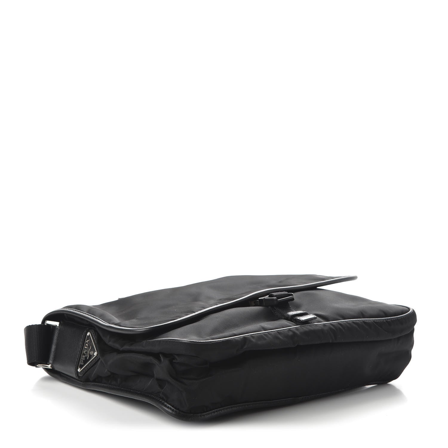 Prada Tessuto Nylon Saffiano Messenger Satchel Black 3 of 8