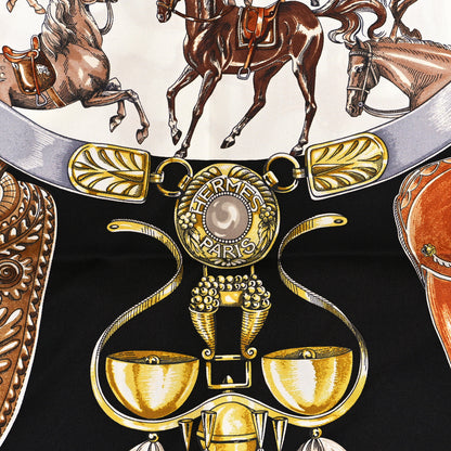 Hermes Silk Cavalcades Scarf 90 Vert Black Brun 2 of 4