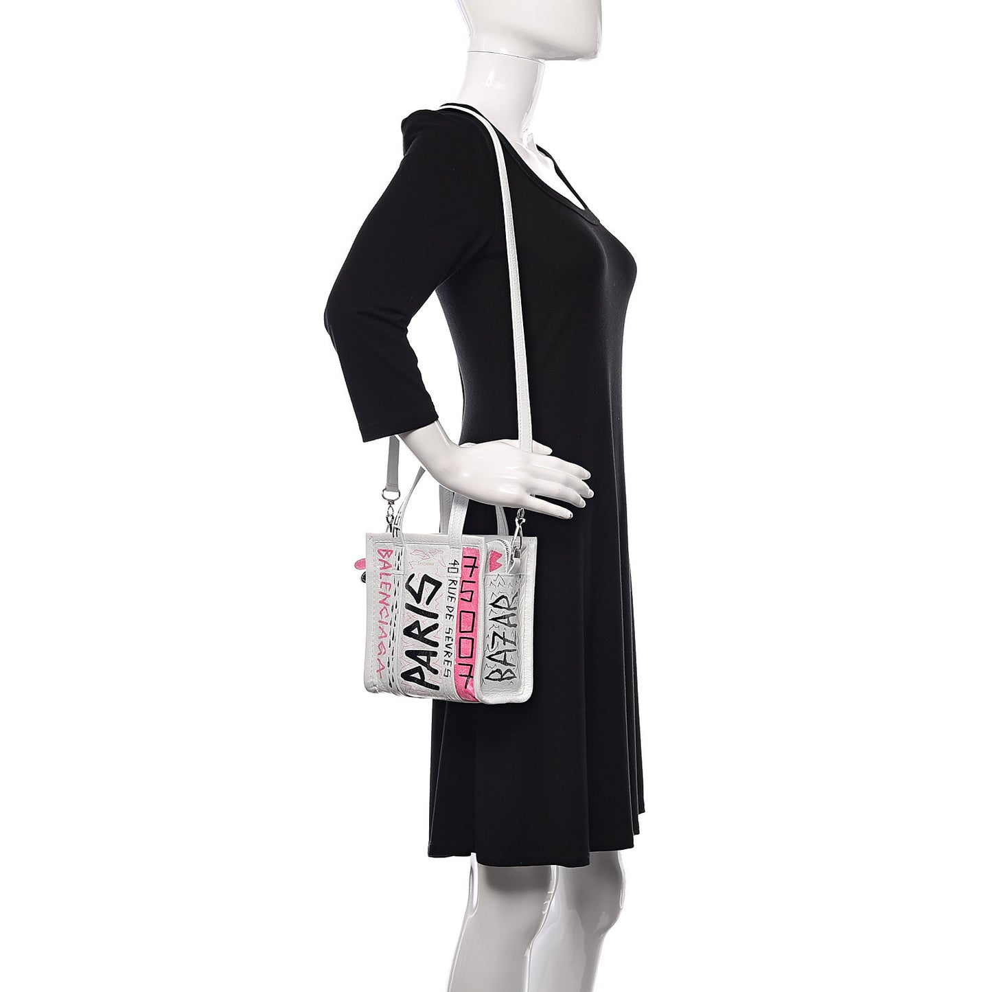 Agneau Arena Graffiti All Over XXS Bazar Shopper Tote White Multicolor