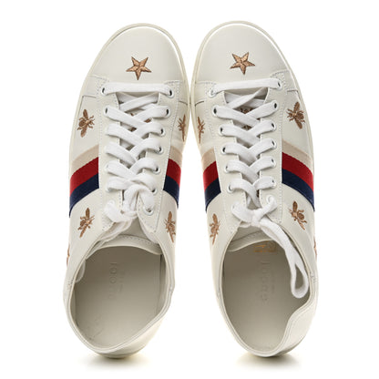 Gucci Calfskin Bee Star Embroidered Sylvie Web Ace Sneakers 37.5 White 2 of 11