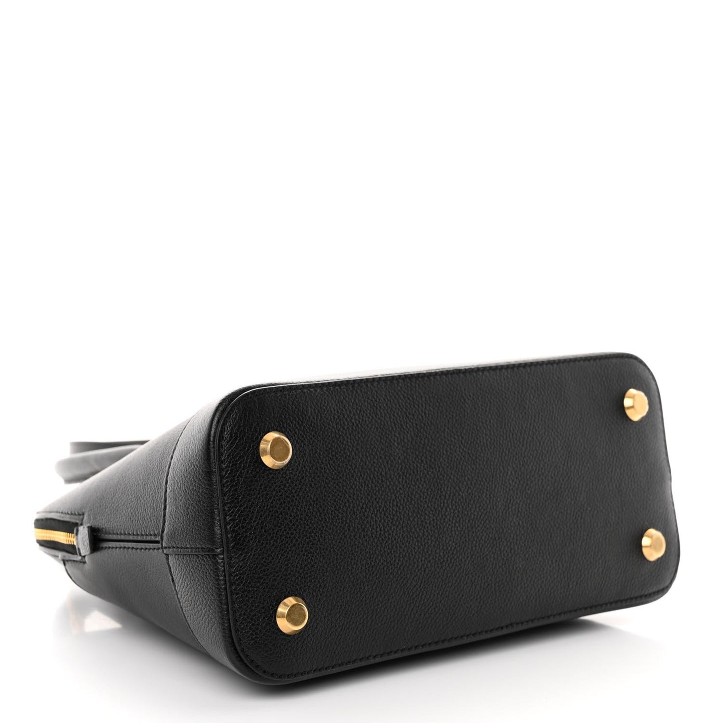Grained Calfskin Logo S Ville Top Handle Bag Black White