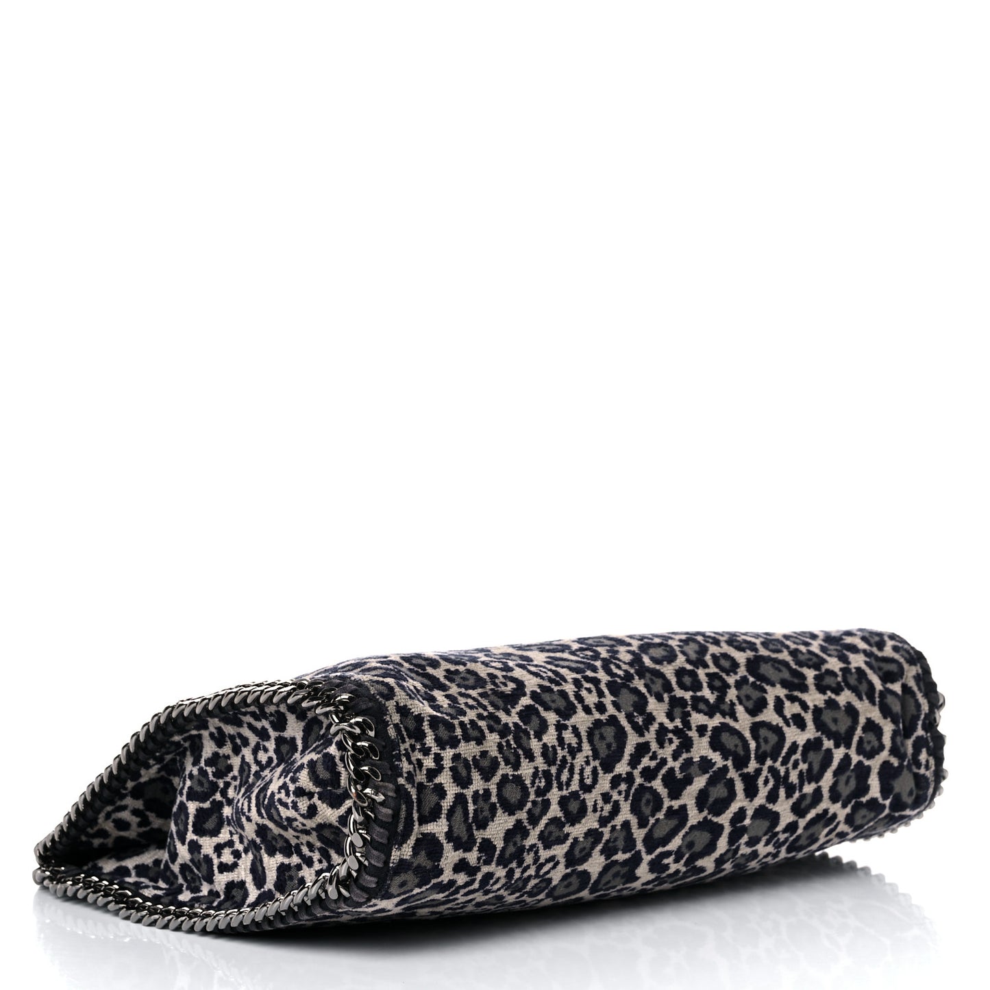 Cotton Canvas Leopard Small Falabella Fold Over Tote Grey