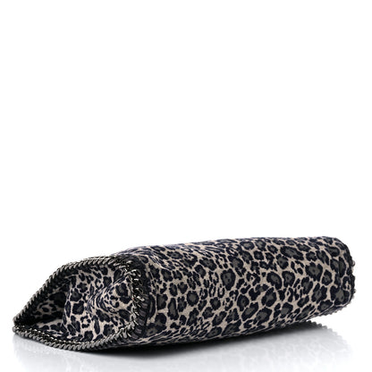 Stella McCartney Cotton Canvas Leopard Small Falabella Fold Over Tote Grey 4 of 13