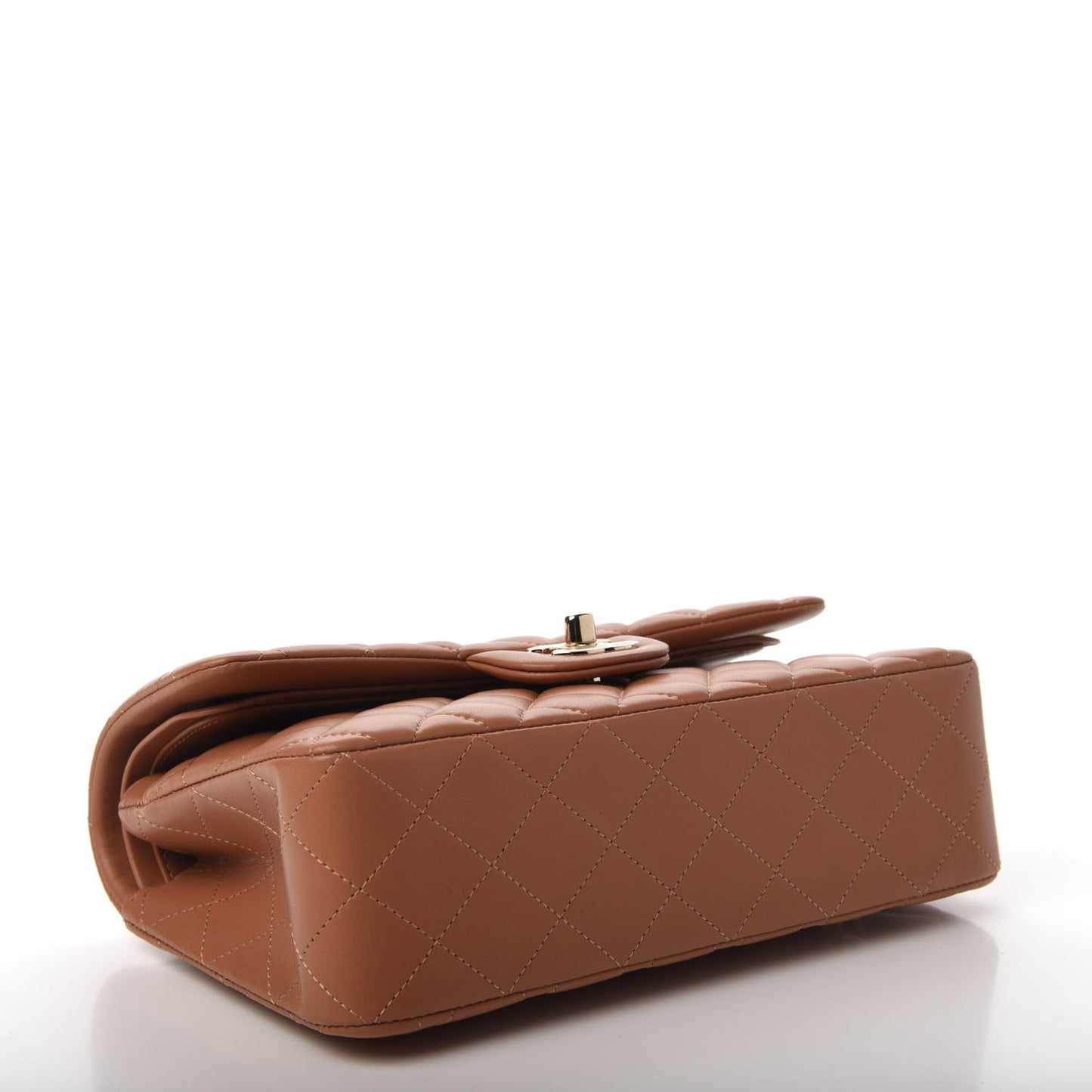 Lambskin Quilted Small Double Flap Brown