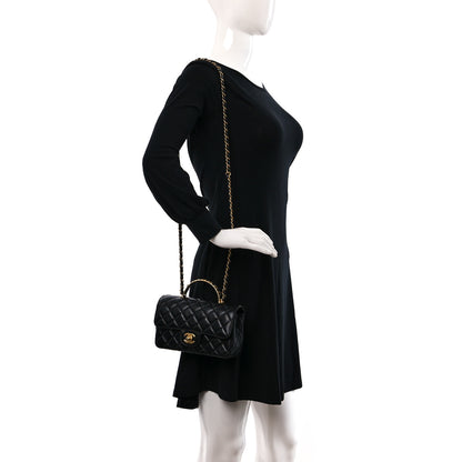 Chanel Lambskin Quilted Mini Metal Top Handle Rectangular Flap Black 2 of 11