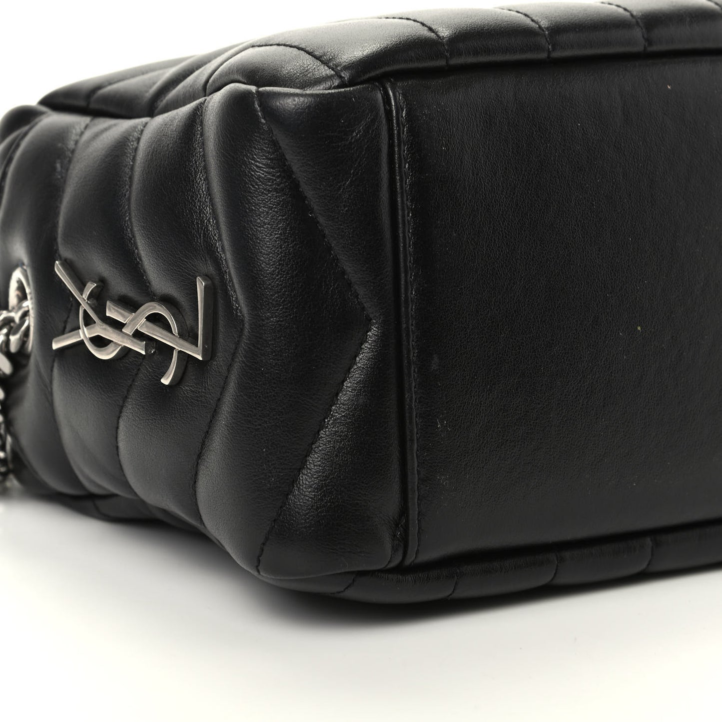 Calfskin Y Quilted Monogram Small Loulou Bowling Bag Black