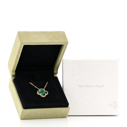 Van Cleef & Arpels 18K Yellow Gold Malachite Vintage Alhambra Pendant Necklace 6 of 6