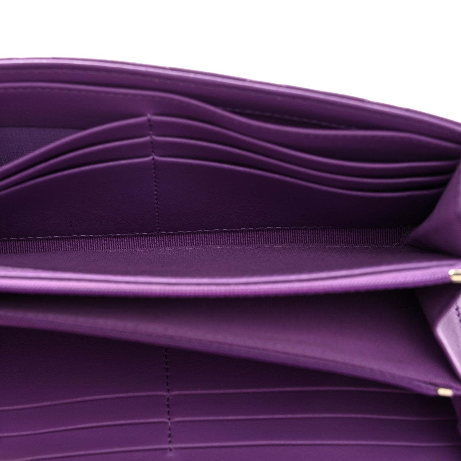Chanel Lambskin Quilted Large Gusset Flap Wallet Purple 5 of 8