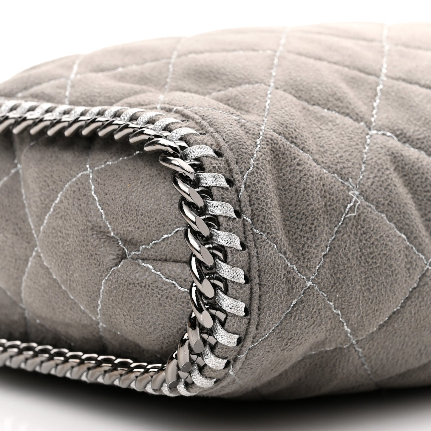 Shaggy Deer Quilted Small Falabella Tote Light Grey