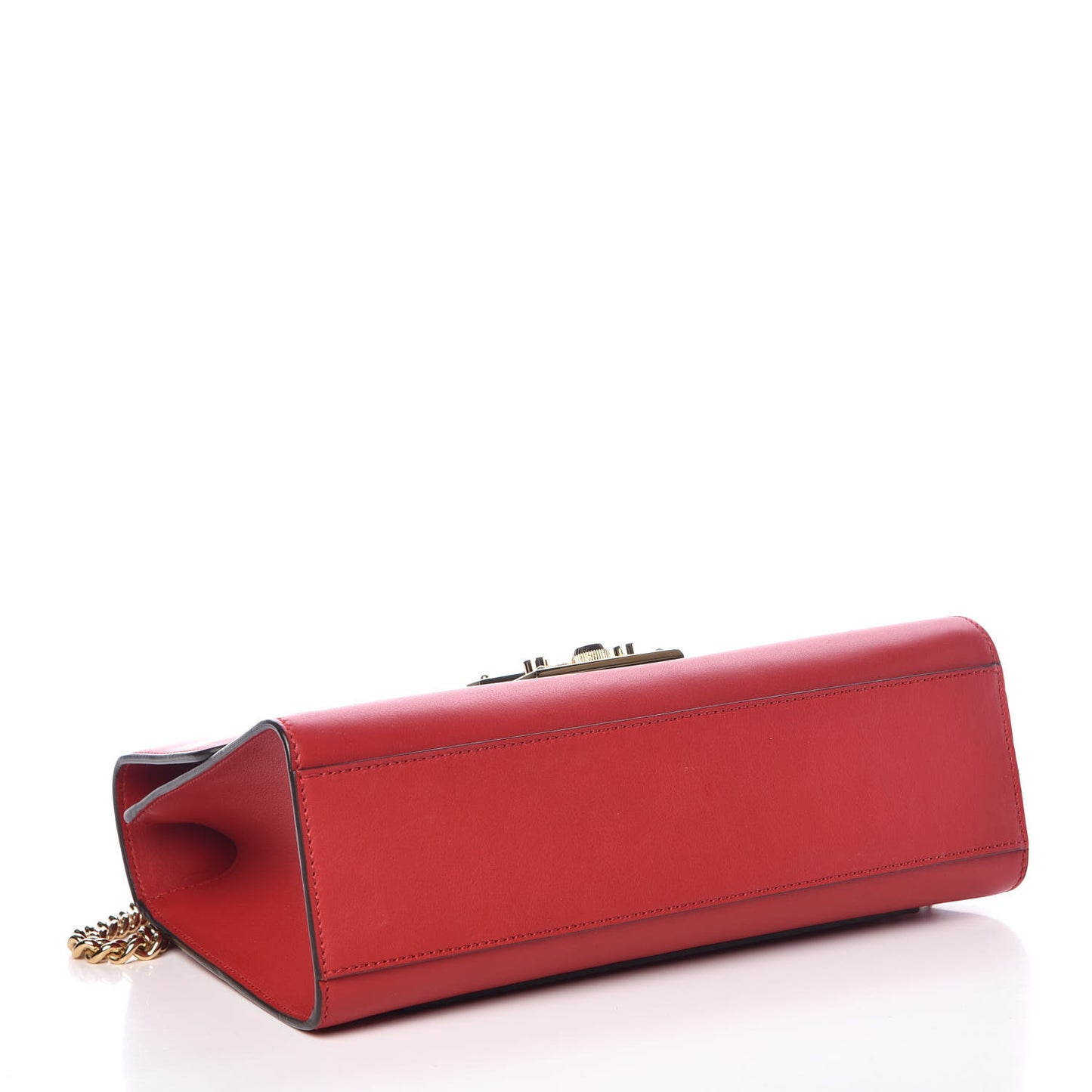 Moon Calfskin Medium Padlock Shoulder Bag Hibiscus Red