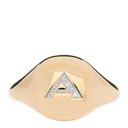 David Yurman 18K Yellow Gold Diamond Initial A Pinky Ring 43 2 1 of 4