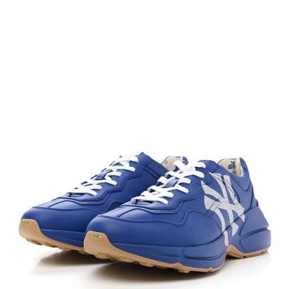Gucci X MLB Calfskin NY Yankees Mens Rhyton Sneakers 10.5 Electric Blue 3 of 10