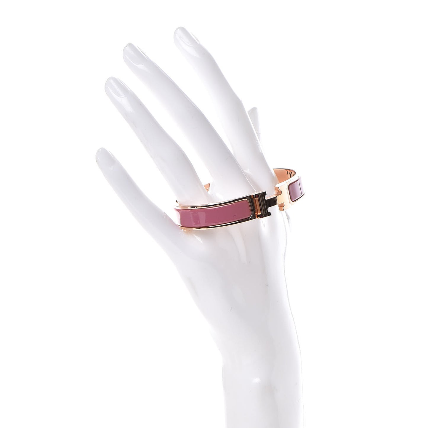 Enamel Narrow Clic Clac H Bracelet GM Rose Velours