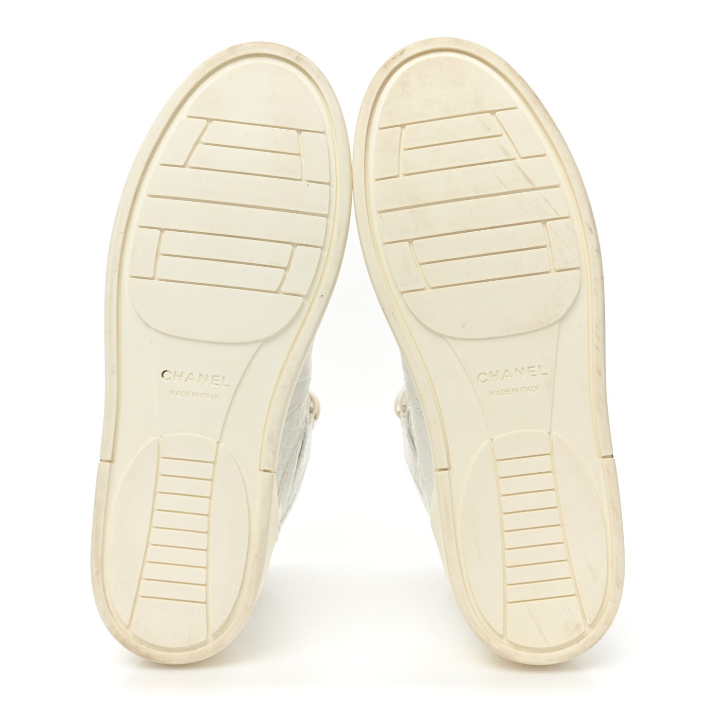 Calfskin Crocodile Embossed Cocodile High Top Sneakers 39.5 White