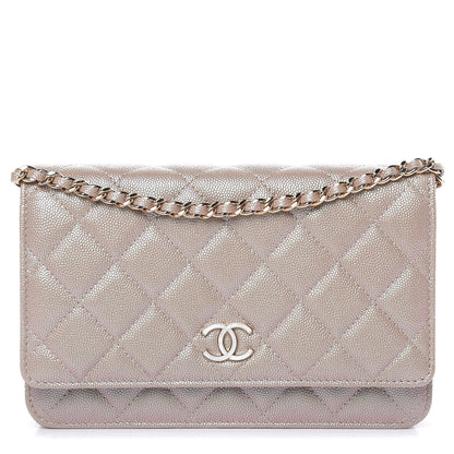 Chanel Iridescent Caviar Quilted Wallet On Chain WOC Beige 1 of 11