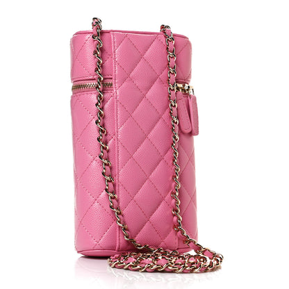 Chanel Caviar Quilted Phone Holder With Chain Pink 2 of 11