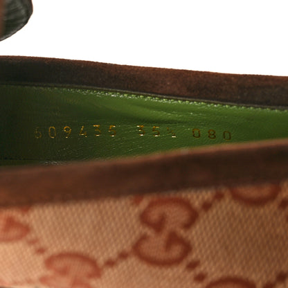 Gucci GG Monogram Suede Houdan Mid Heel Platform Loafers 35.5 Beige Ruggine Maroon 6 of 9