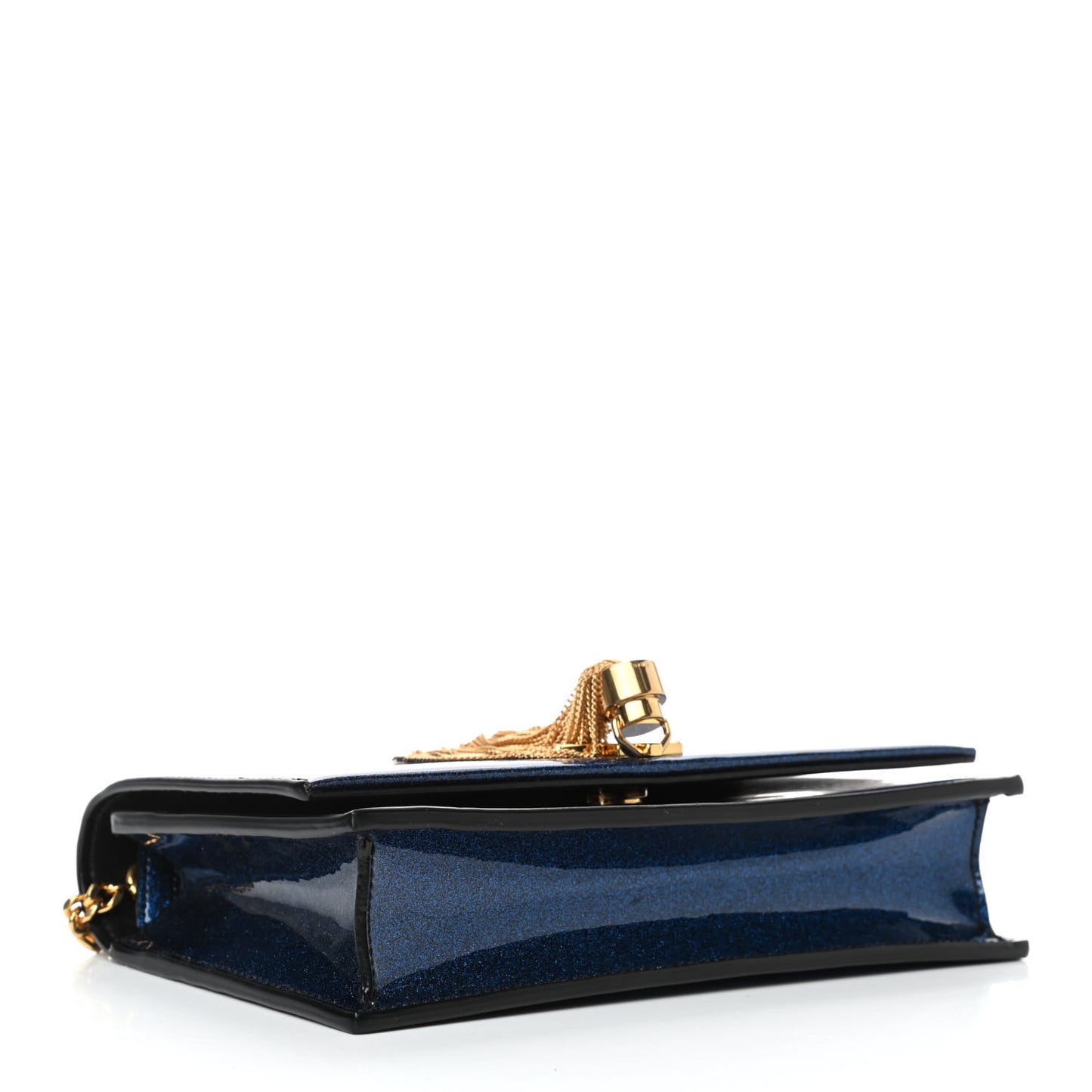 Glitter Small Monogram Kate Tassel Satchel Cobalt