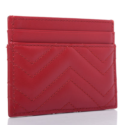 Gucci Calfskin Matelasse GG Marmont Card Holder Hibiscus Red 3 of 13