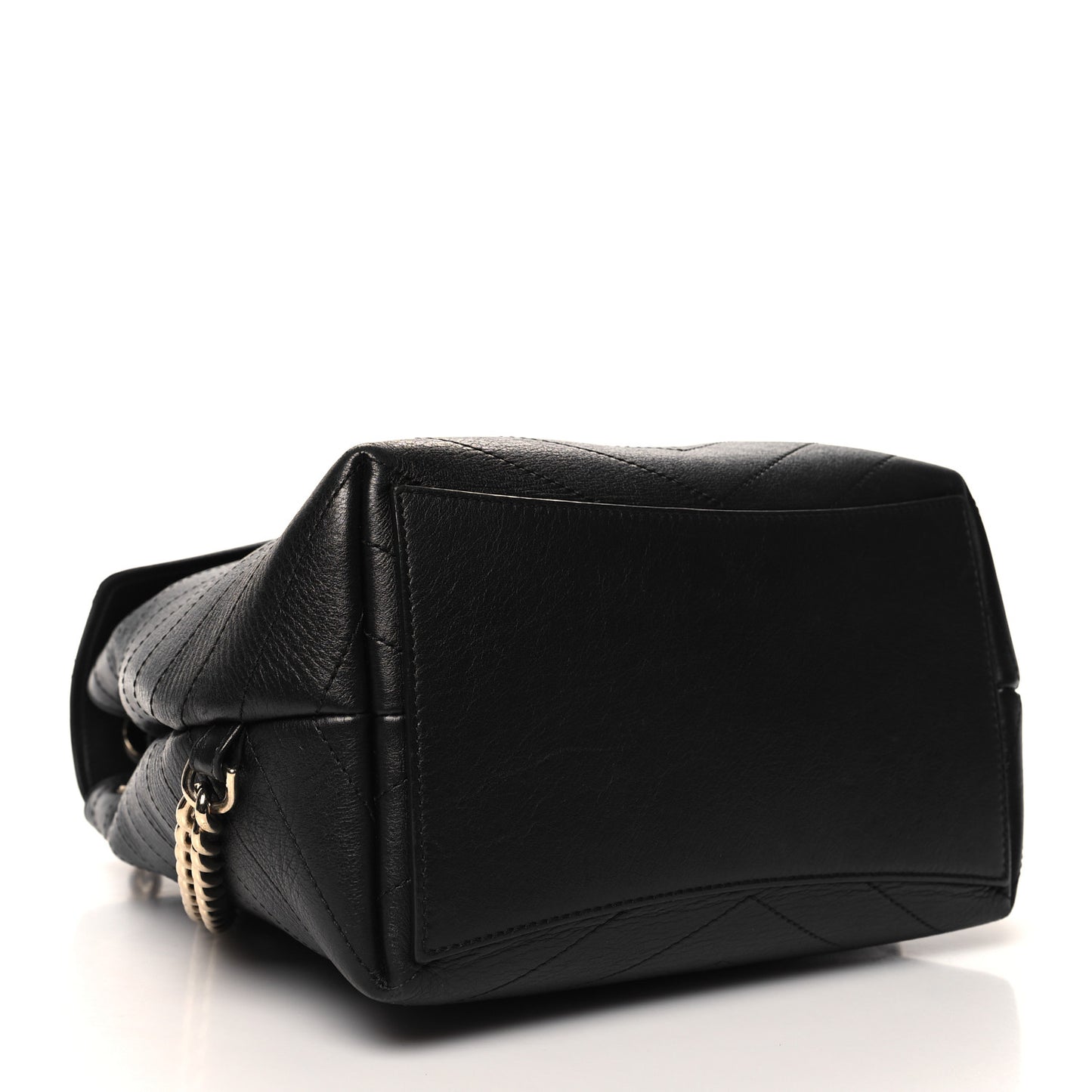 Grained Calfskin Chevron Stitched Backpack Black