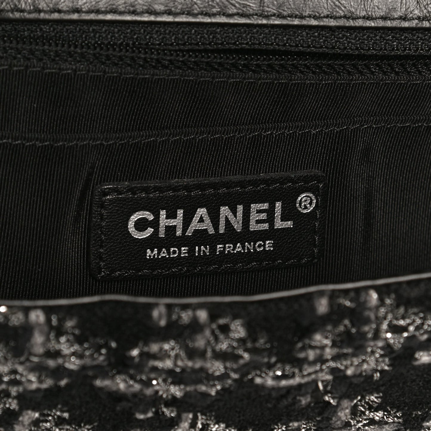 Shearling Tweed Medium Handle Boy Flap Black Grey