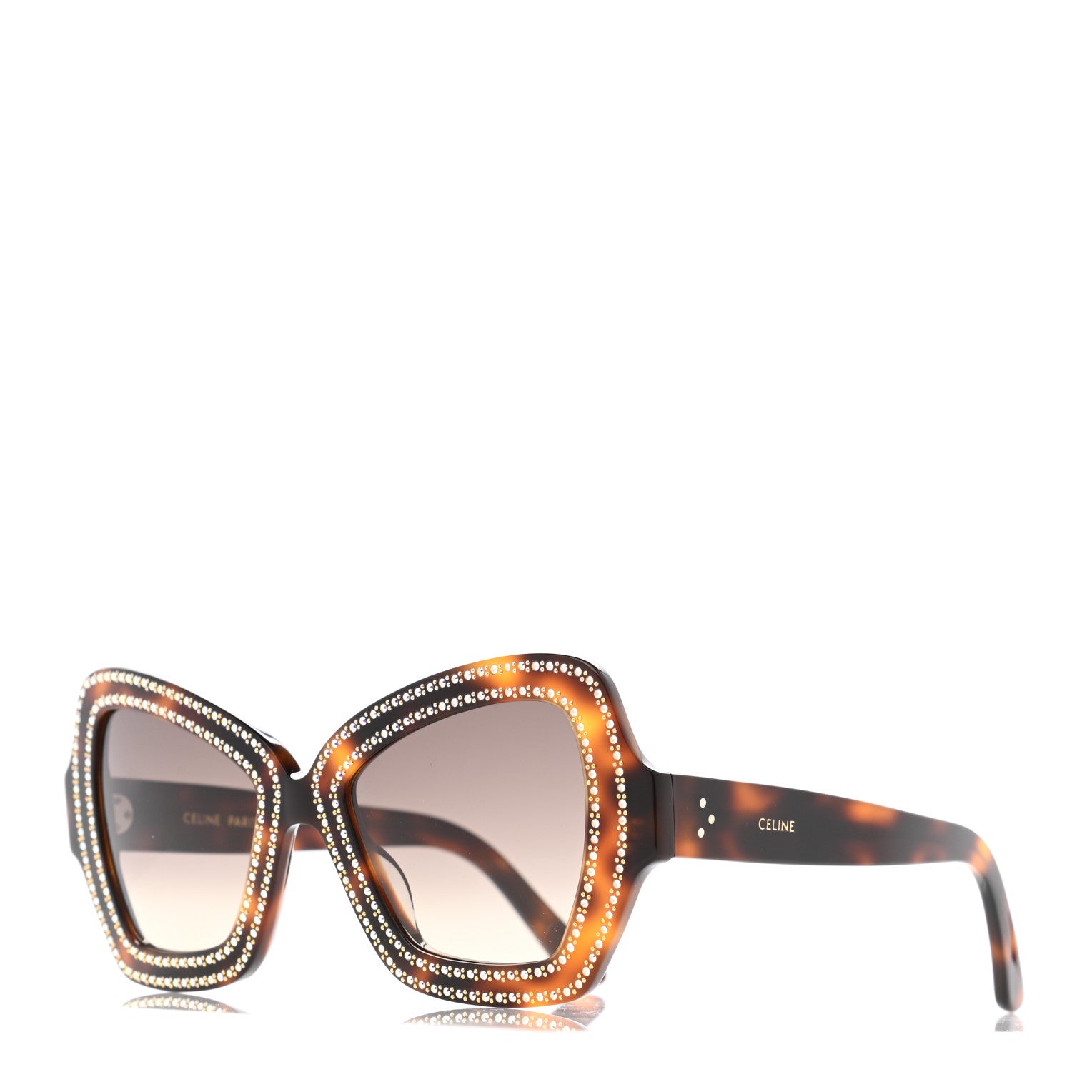 Celine Acetate Crystal Butterfly Sunglasses CL 4067IS Dark Havana 1 of 7