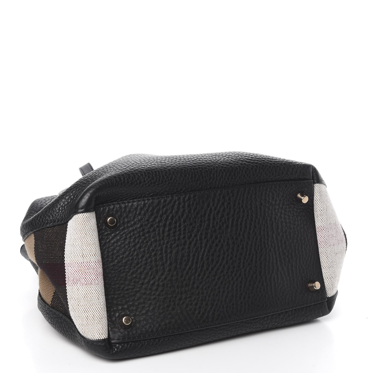 Burberry Grainy Calfskin House Check Small Maidstone Black 4 of 9