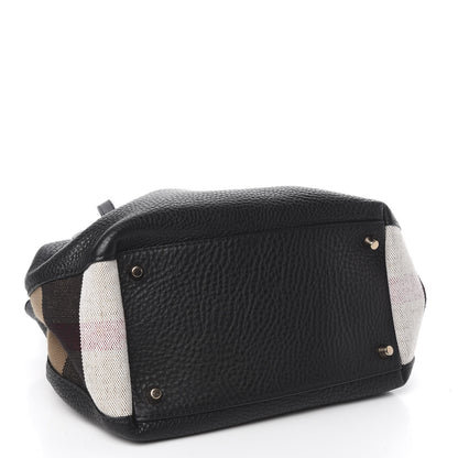 Burberry Grainy Calfskin House Check Small Maidstone Black 4 of 9
