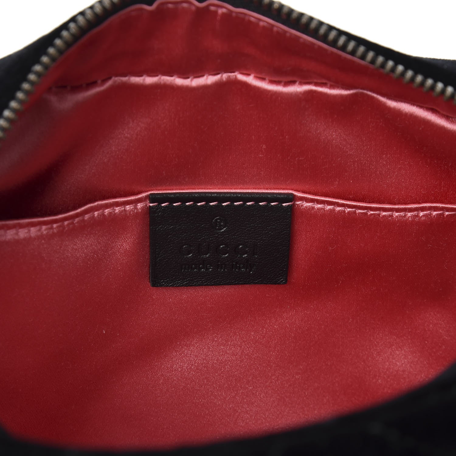Gucci Velvet Matelasse Deer Embroidered Small GG Marmont Chain Shoulder Bag Black 7 of 9